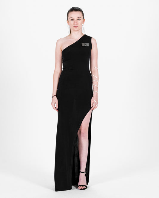 One-Shoulder Evening Dress Black