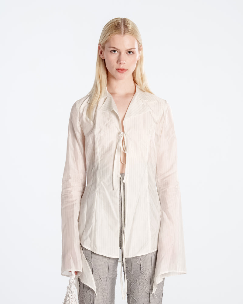 Striped Tie Blouse White