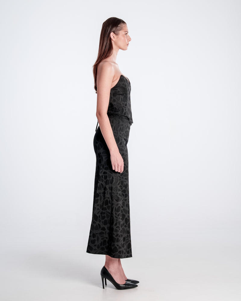Woven Long Skirt Black