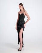 Woven Long Skirt Black