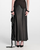 Satin Long Skirt Black