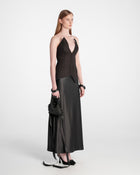 Satin Long Skirt Black