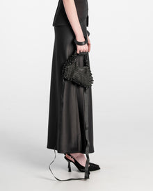 Satin Long Skirt Black
