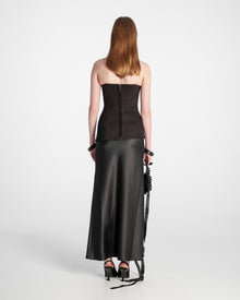 Satin Long Skirt Black