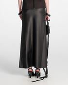 Satin Long Skirt Black