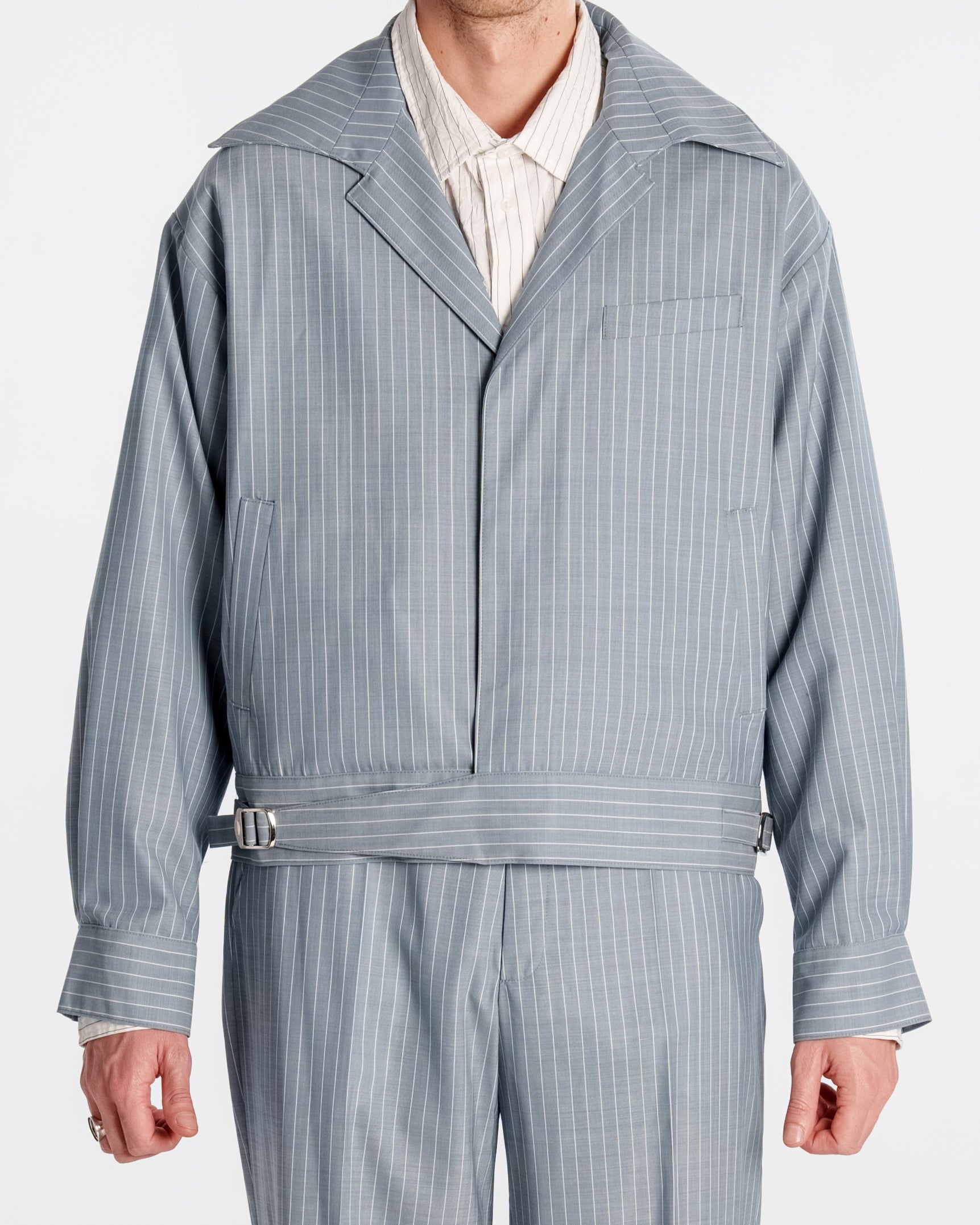 Office Jacket Striped Light Blue/Grey