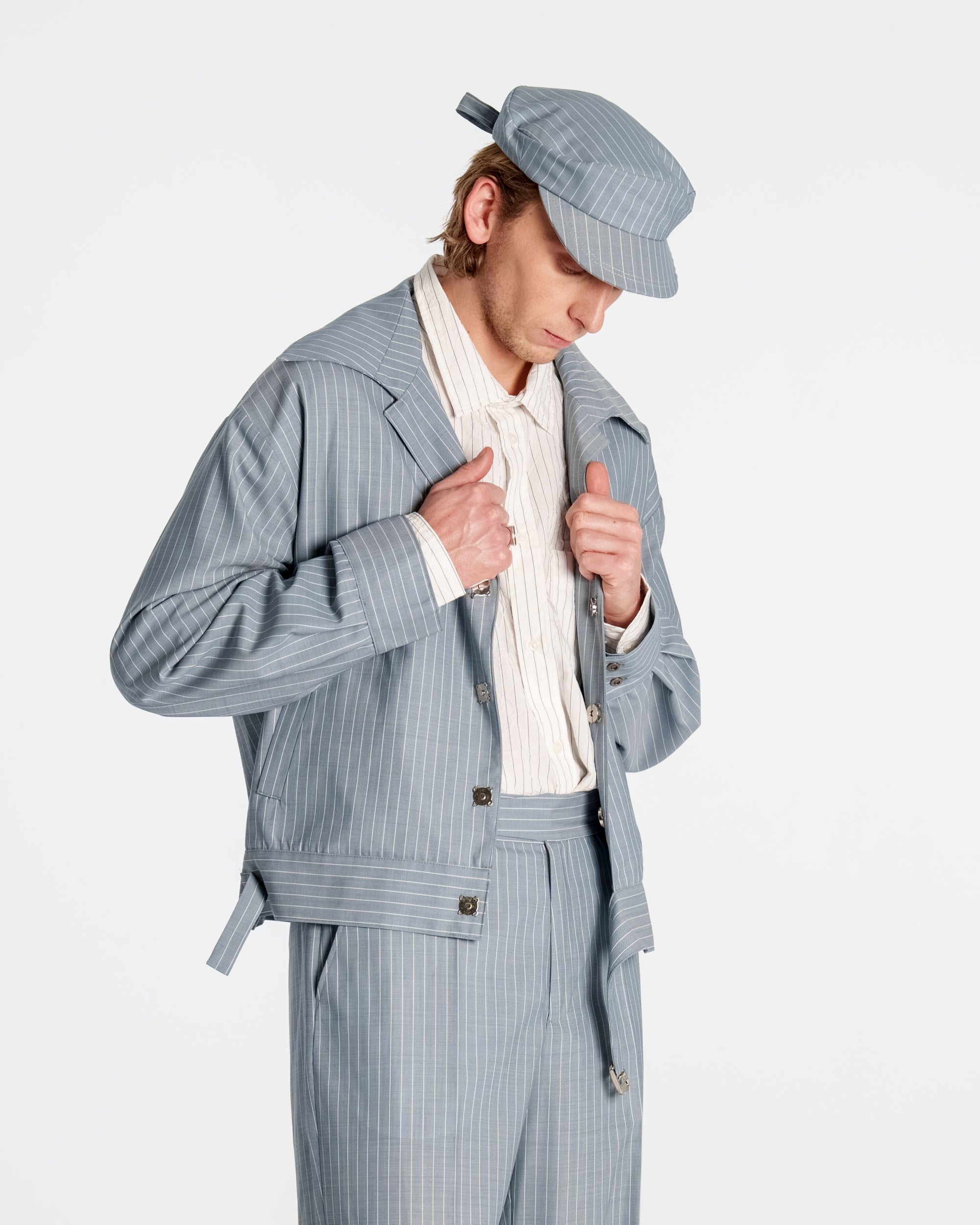 Office Jacket Striped Light Blue/Grey