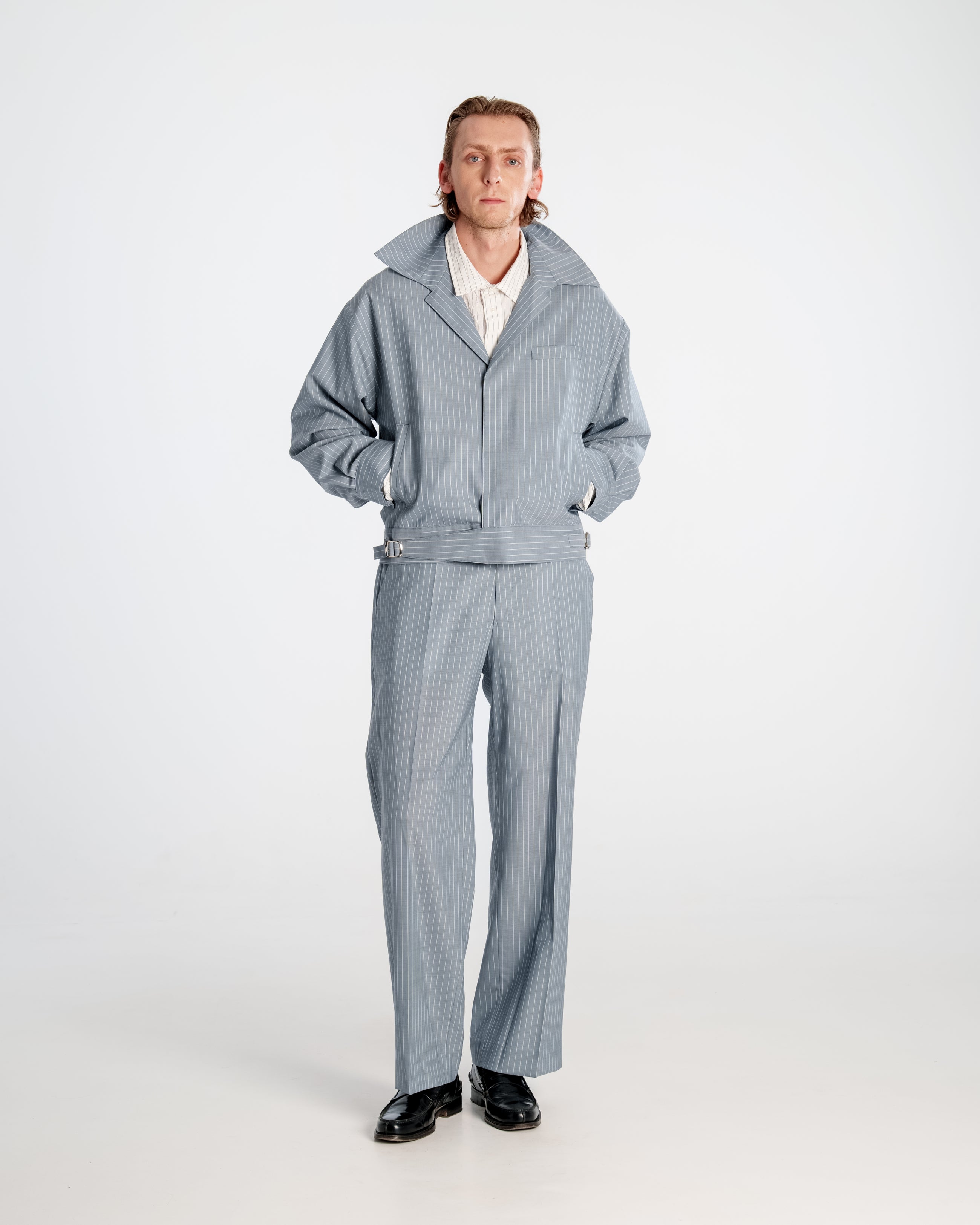 Office Jacket Striped Light Blue/Grey