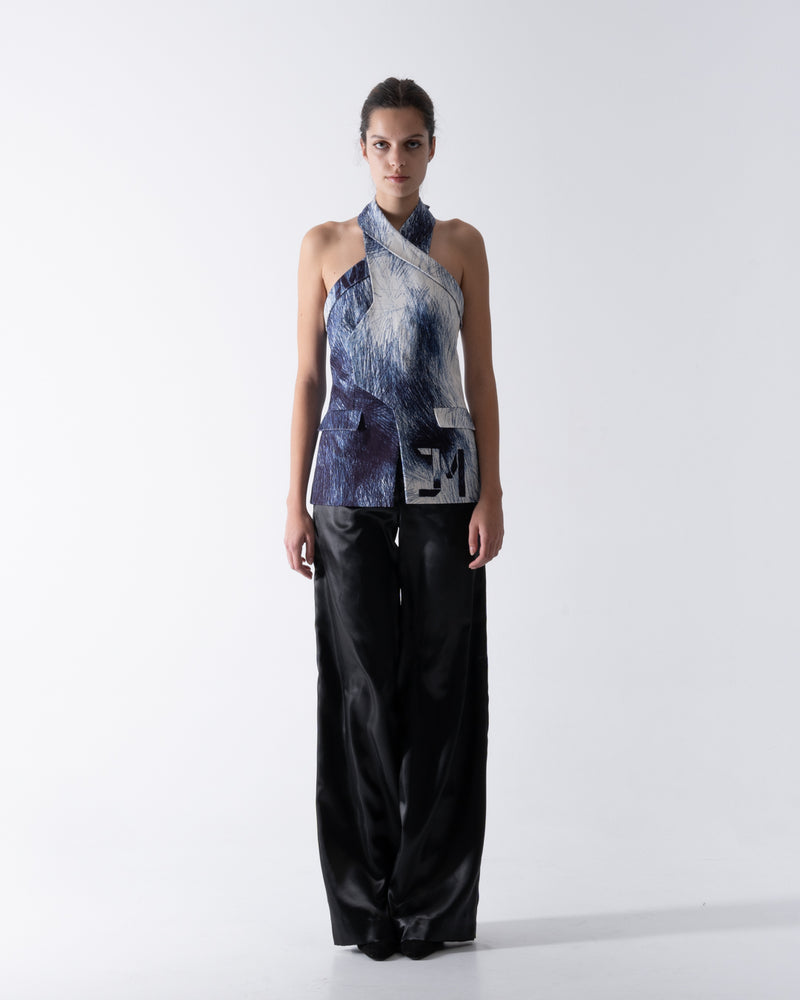 Abstract Sleeveless Blazer