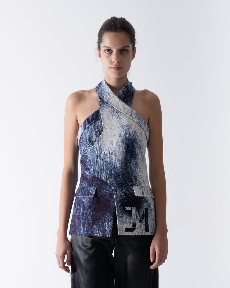 Abstract Sleeveless Blazer